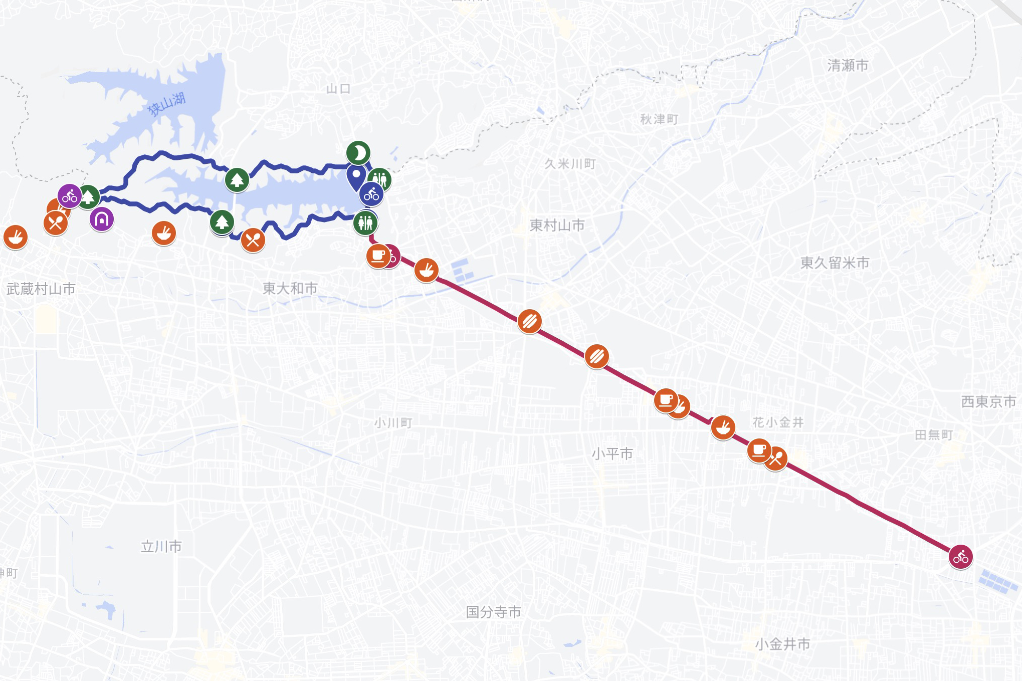 多摩湖サイクリングロード全ルートマップ